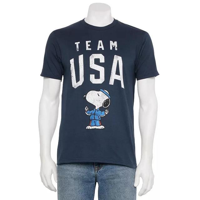 Mens Peanuts Snoopy Team USA Olympics Graphic Tee Blue Product Image