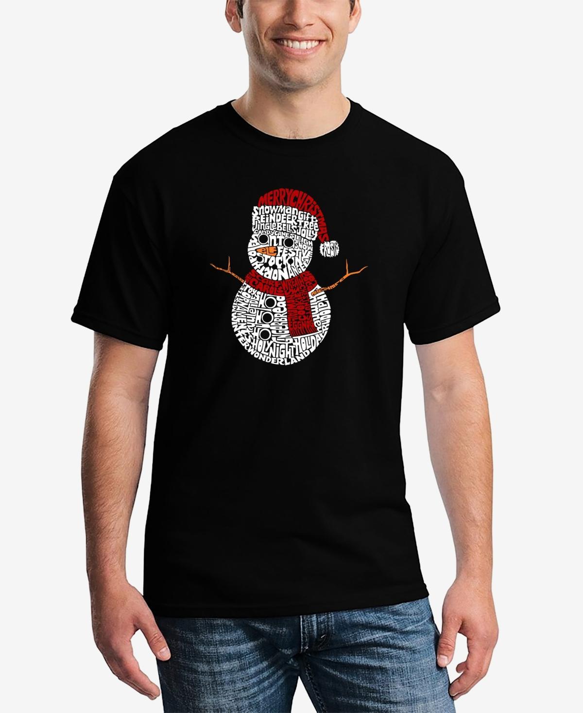 La Pop Art Mens Christmas Snowman Printed Word Art T-shirt Product Image