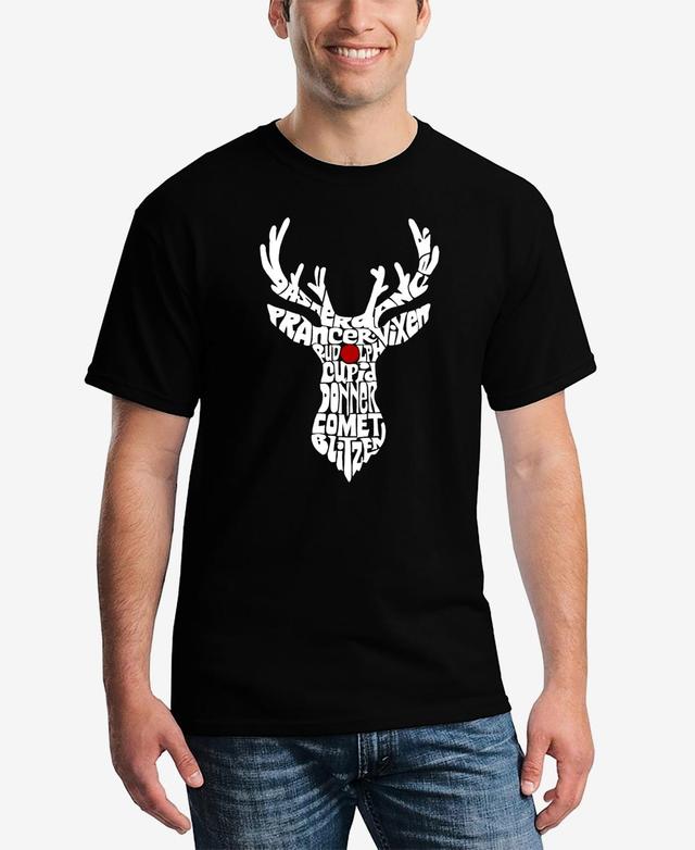 La Pop Art Mens Santas Reindeer Word Art Short Sleeve T-shirt Product Image