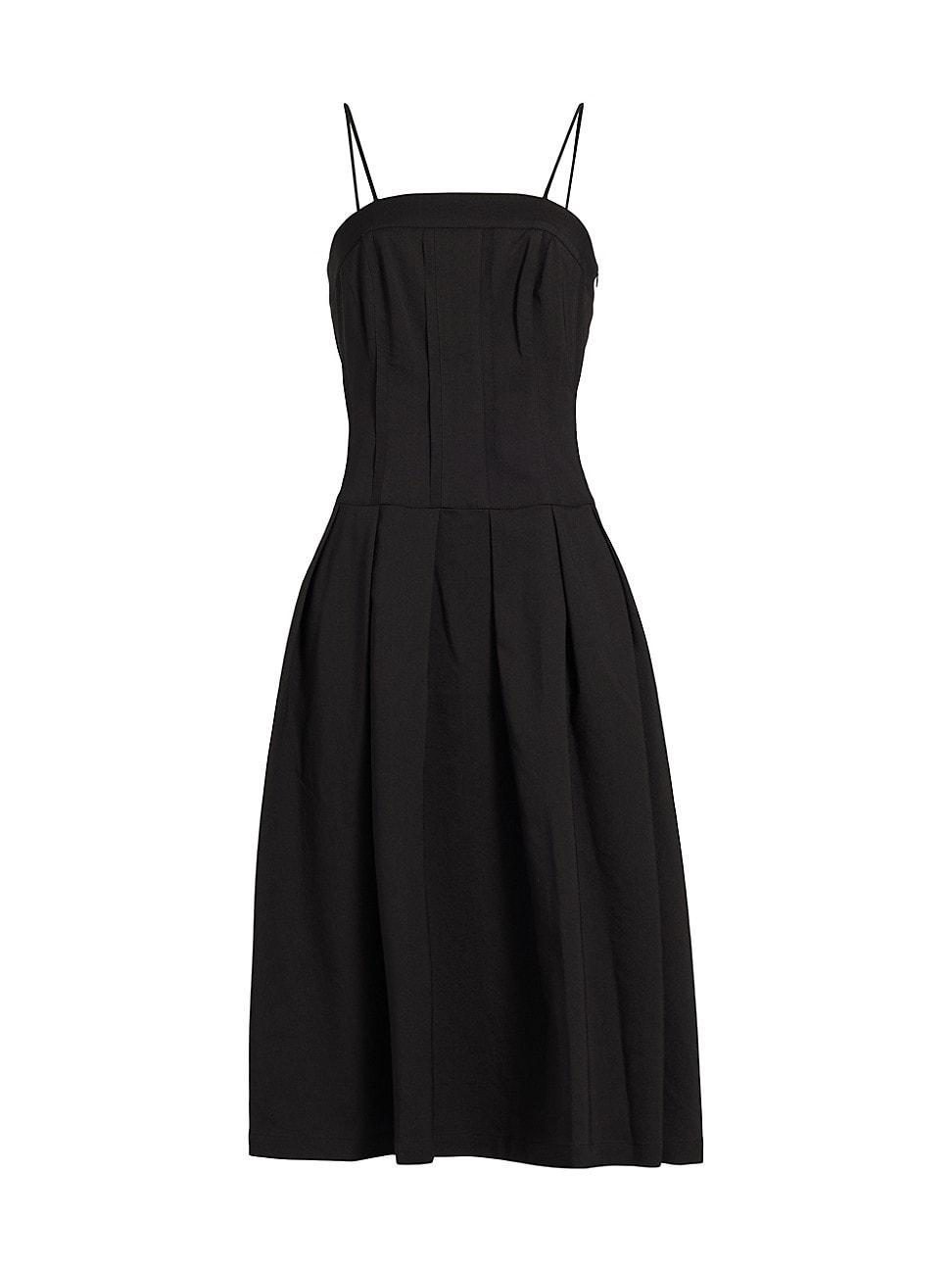 Womens Linen-Blend Corset Midi-Dress Product Image