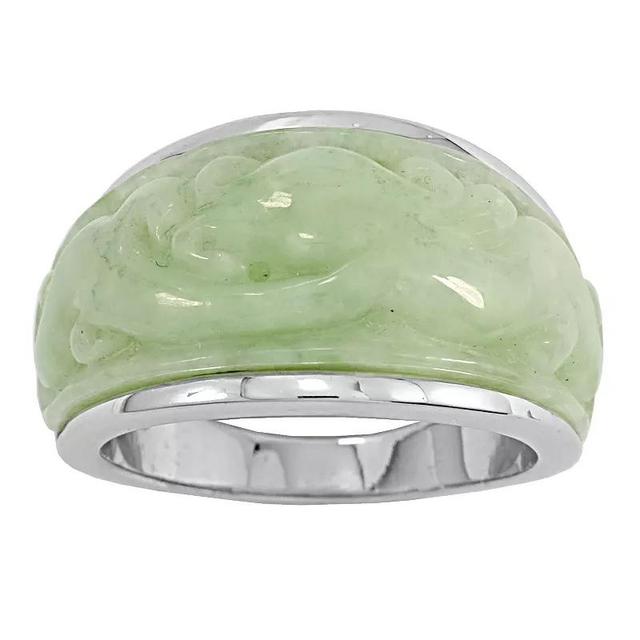 Dynasty Jade Sterling Silver Jade Carved Dome Ring, Womens Product Image