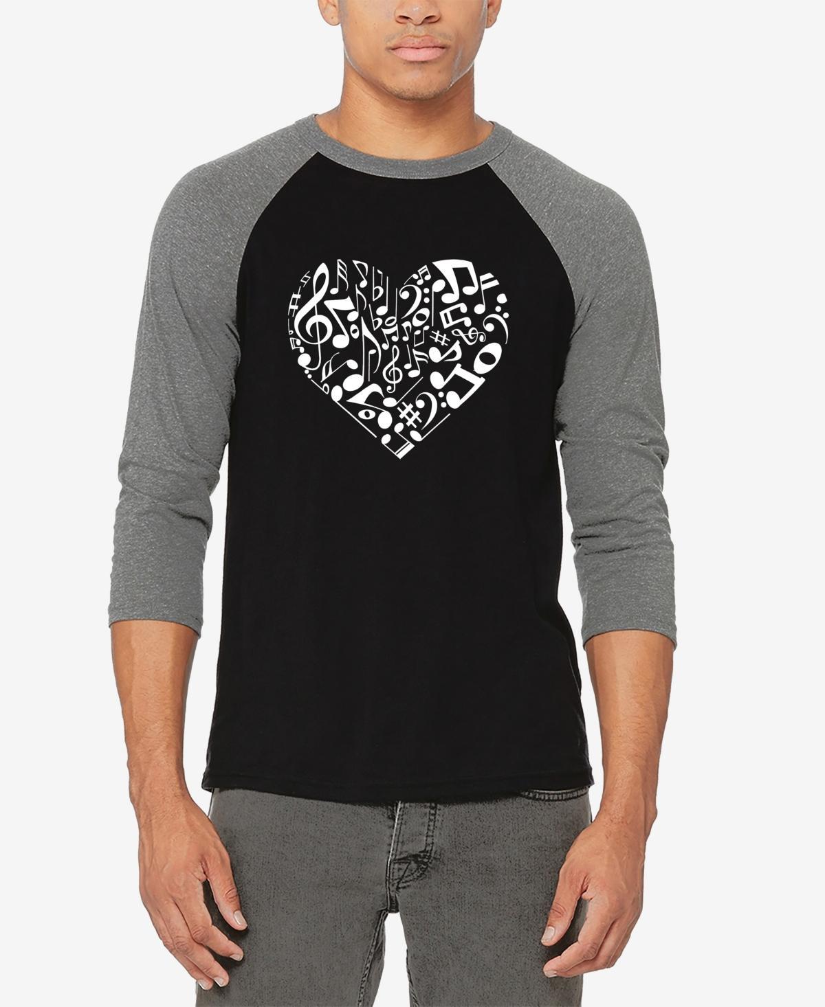 Mens Raglan Baseball Word Art Heart Notes T-shirt Product Image