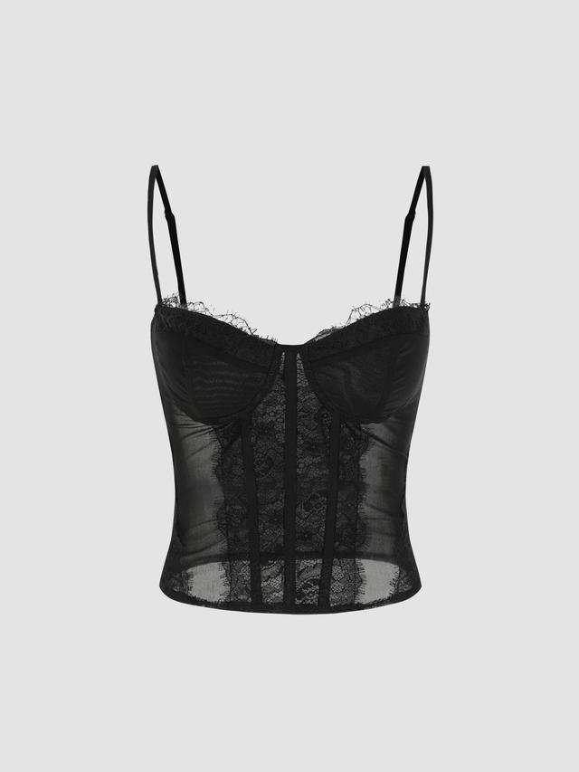 Lace Sheer Corset Cami Top Product Image