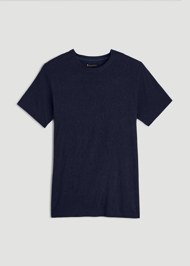 Linen Crewneck T-Shirt for Tall Men in Evening Blue Product Image