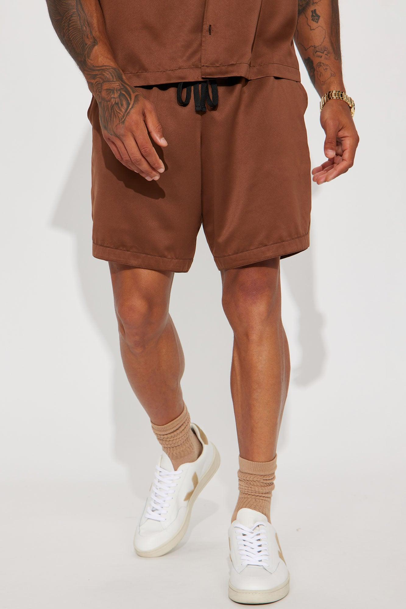 Fix Your Face Satin Shorts - Chocolate Product Image