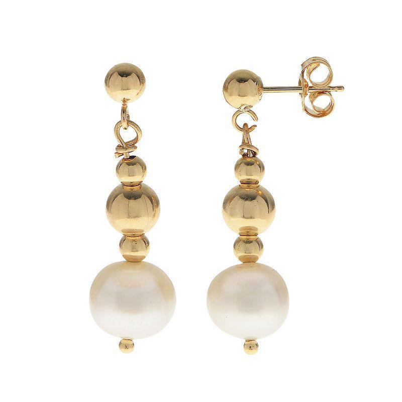 PearLustre by Imperial 14k Gold Filled Freshwater Cultured Pearl Beaded Drop Earrings, Womens, White Product Image