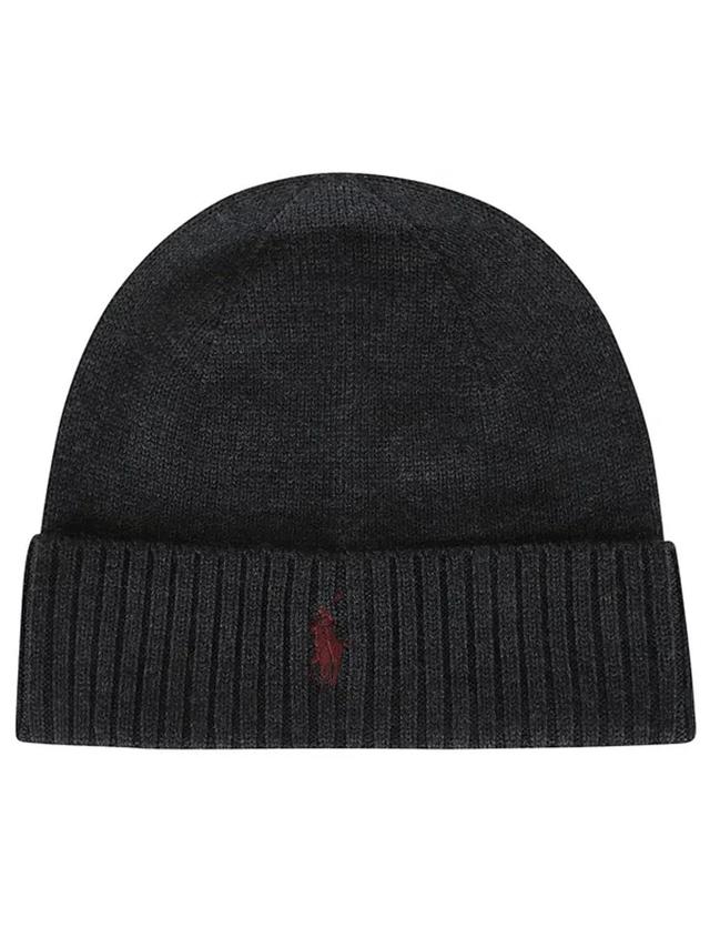 POLO RALPH LAUREN Logo Embroidery Knit Beanie In Grey Product Image