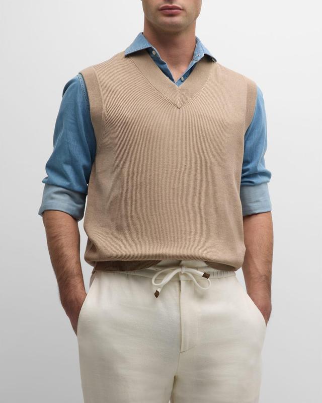 Mens Cotton Ribbed Sweater Vest Product Image