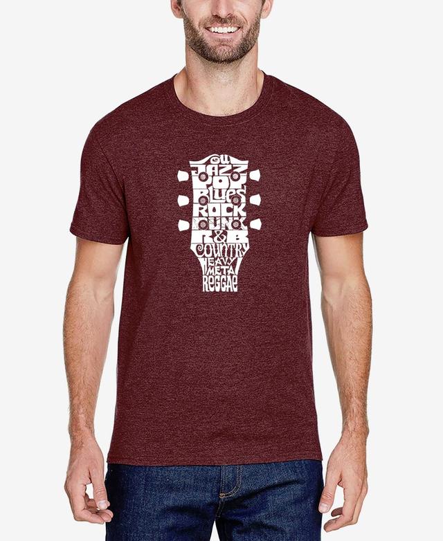 Mens Premium Blend Word Art Guitar Head Music Genres T-shirt Product Image