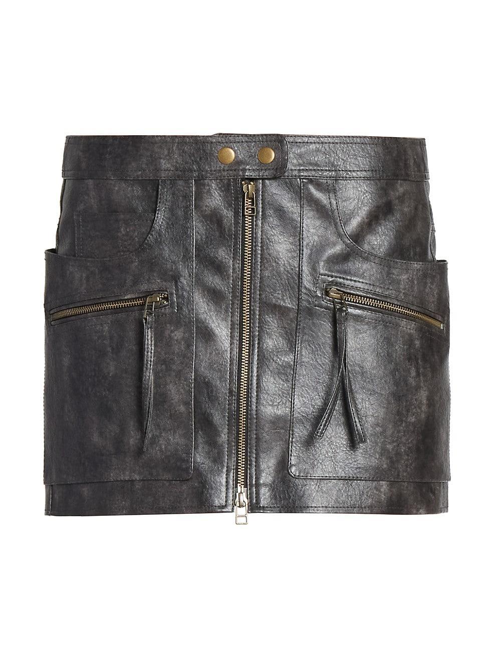 Womens Claudine Faux Leather Miniskirt Product Image