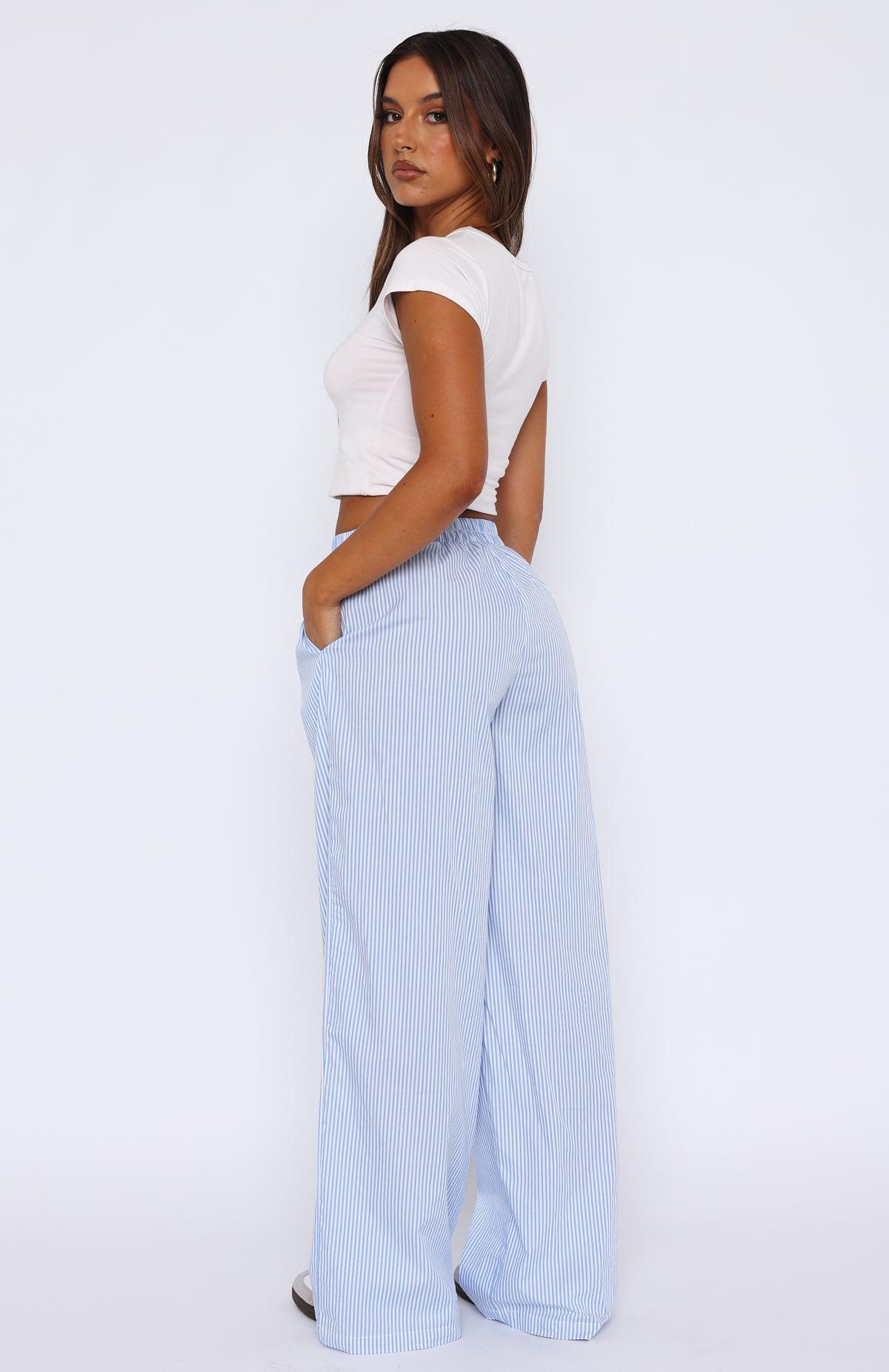 Always About Us Stripe Pants Light Blue Product Image