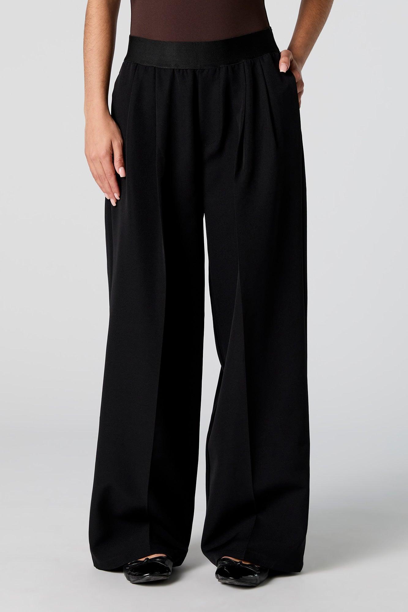 Elastic Waist Wide Leg Dress Pant Female Product Image