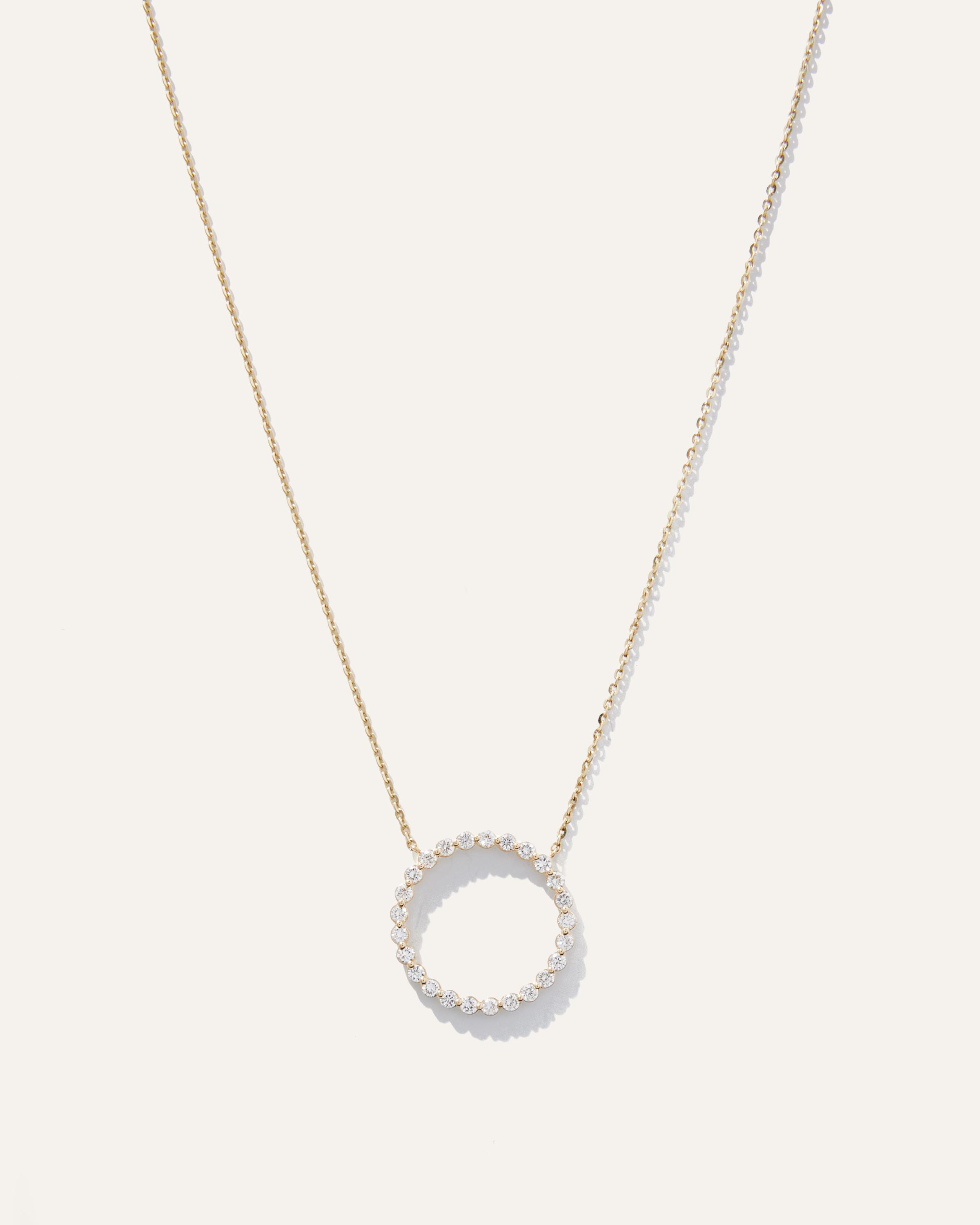 14K Gold Diamond Circle Necklace Product Image