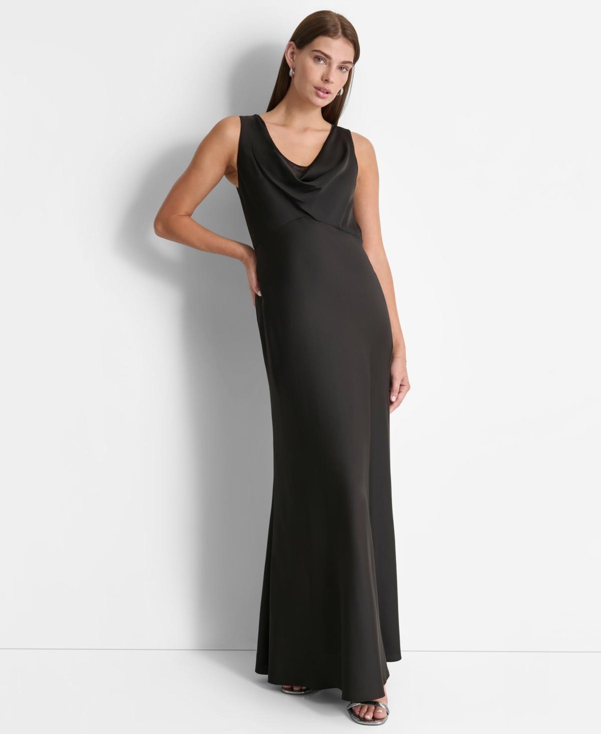 Dkny Womens Cowlneck Sleeveless Gown Product Image