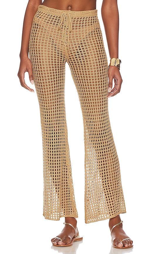 superdown Elektra Crochet Pant in Nude - Nude. Size M (also in L). Product Image