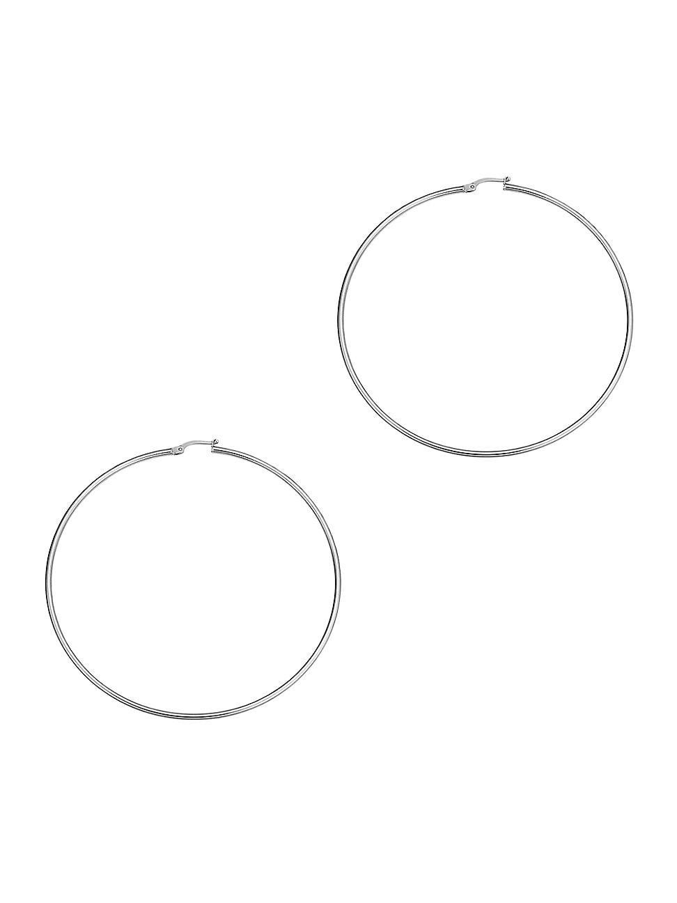 Womens 14K White Solid Gold Everything Oversized Hoops Product Image