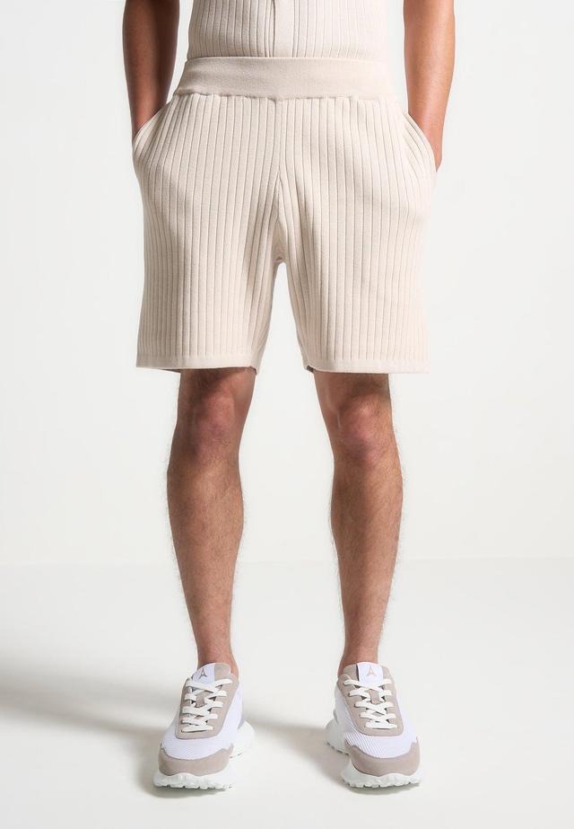 Ribbed Knit Shorts - Cream Male Product Image