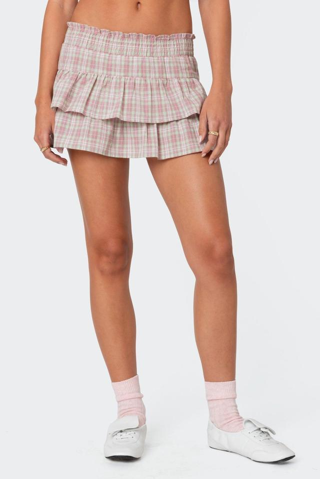 Shani Plaid Ruffled Mini Skirt Product Image