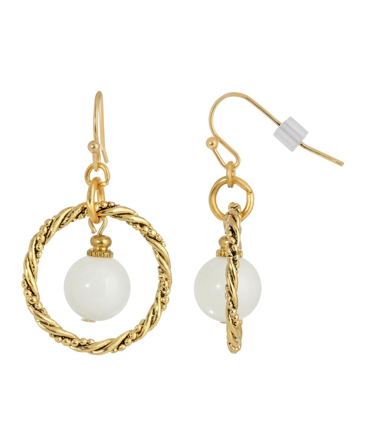 1928 Jewelry Gold-Tone White Howlite Hoop Earring Product Image