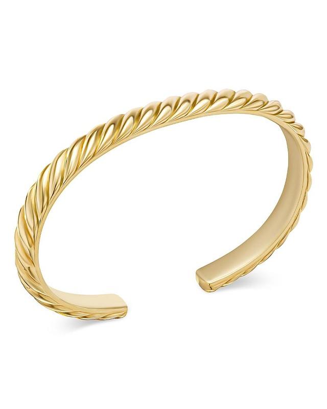 Mens Sculpted Cable Cuff Bracelet in 18K Yellow Gold, 7MM Product Image