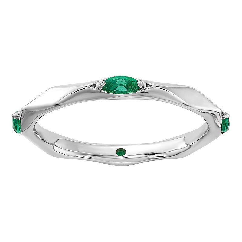 Stacks & Stones Sterling Silver Gemstone Stackable Ring, Womens Created Green Product Image