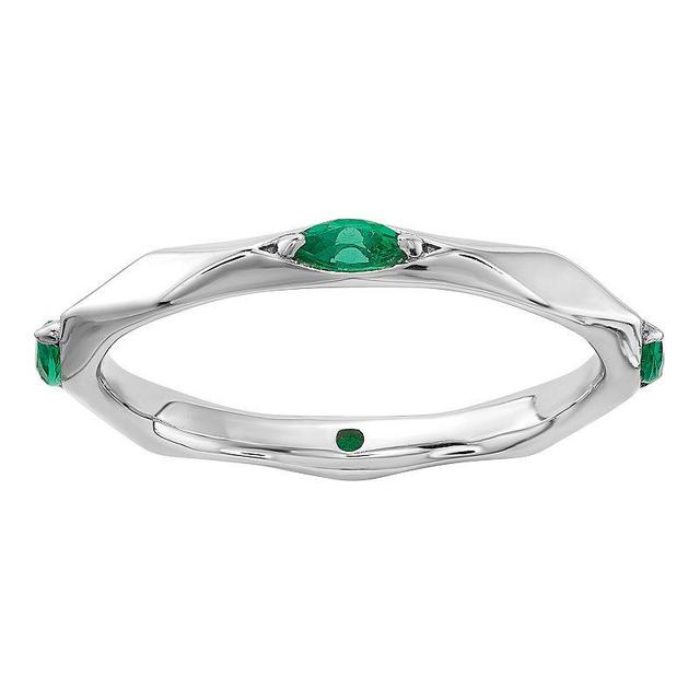 Stacks & Stones Sterling Silver Gemstone Stackable Ring, Womens Created Green Product Image