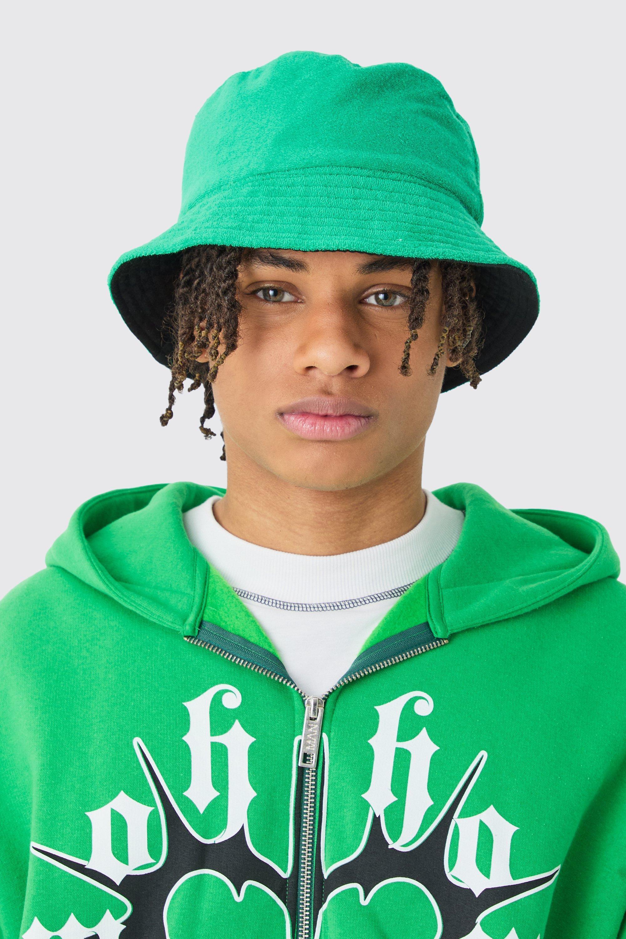 Mens Towelling Bucket Hat In Green, Green Product Image