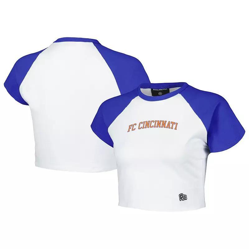 Womens Hype and Vice White FC Cincinnati Homerun Cropped Raglan T-Shirt Product Image