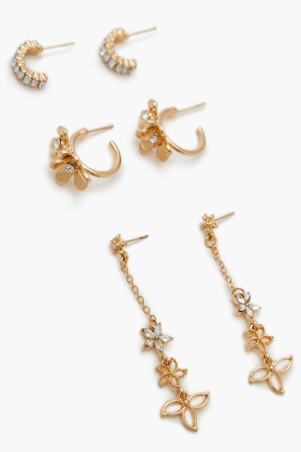 Flower Hoop & Drop Earring Set | Forever 21 Product Image