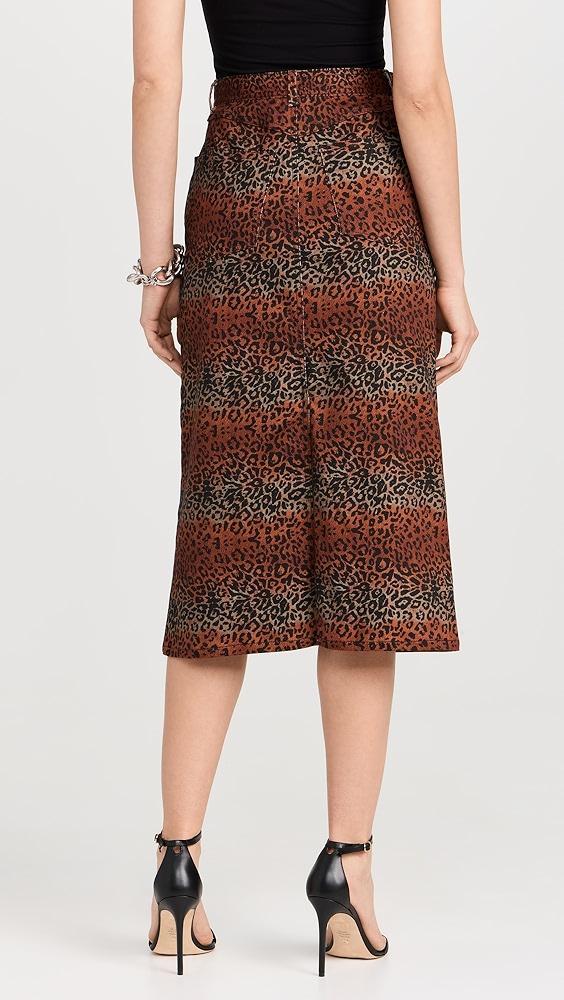 BruceGlen Linear Leopard High Waist Midi Denim Skirt | Shopbop Product Image