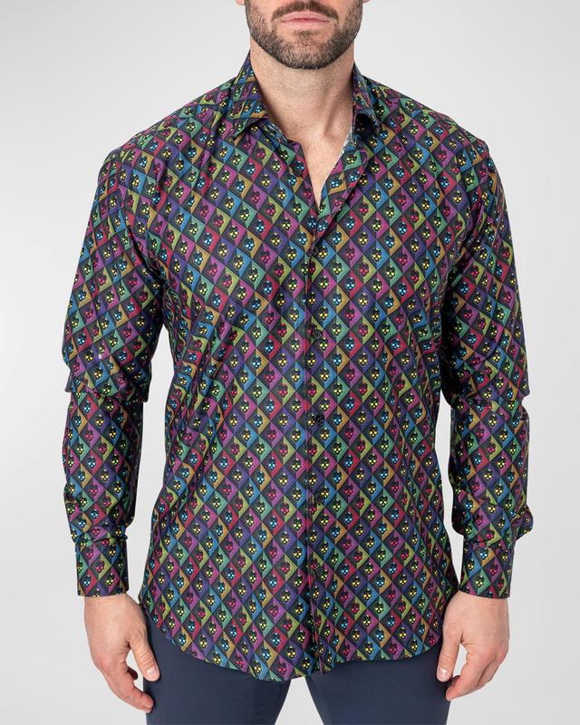 Maceoo Fibonacci Regular Fit Skullvoid Multi Button-Up Shirt Product Image