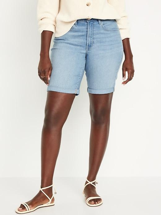 High-Waisted Wow Jean Shorts -- 9-inch inseam Product Image