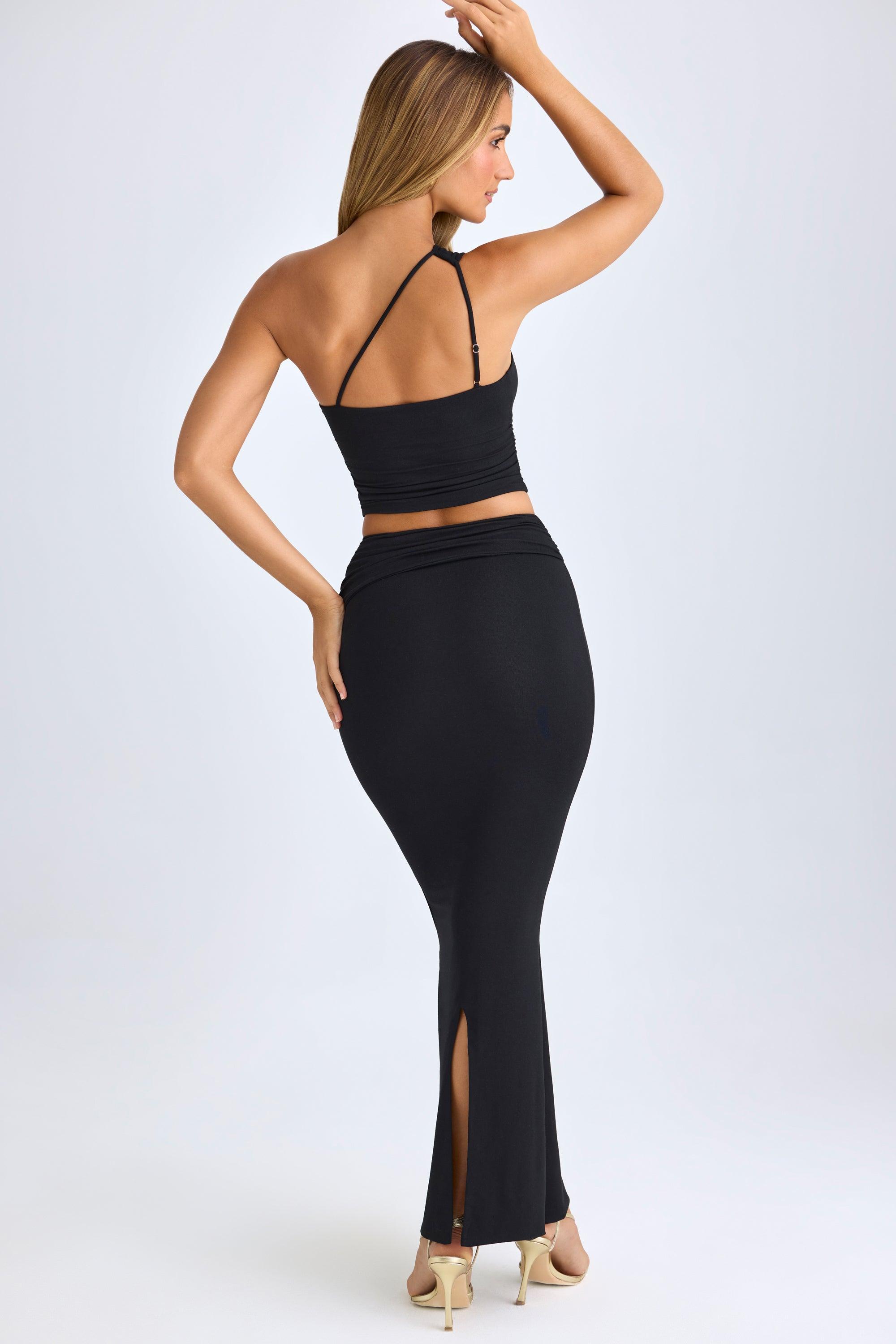 Modal Twist-Front Maxi Skirt in Black Product Image