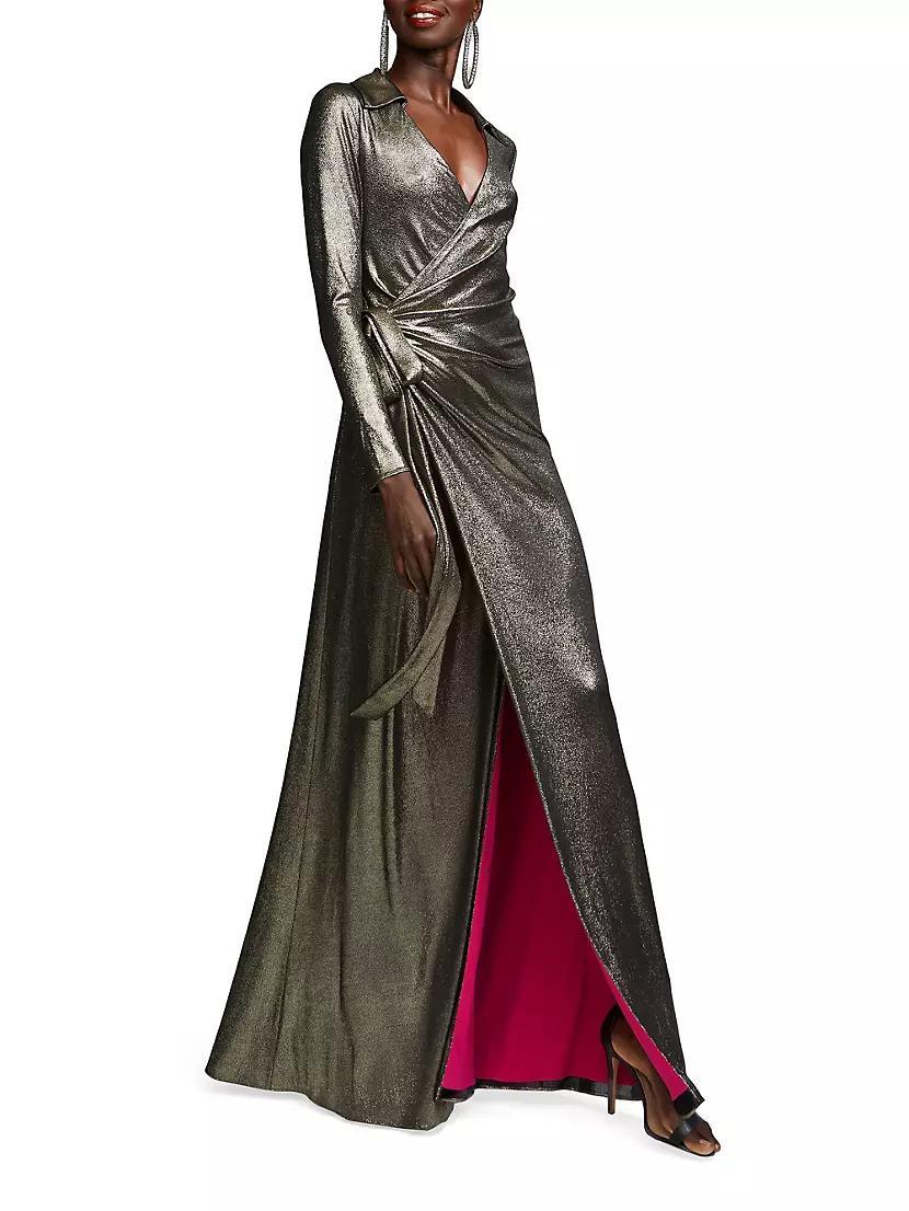 Jira Metallic Jersey Wrap Gown Product Image