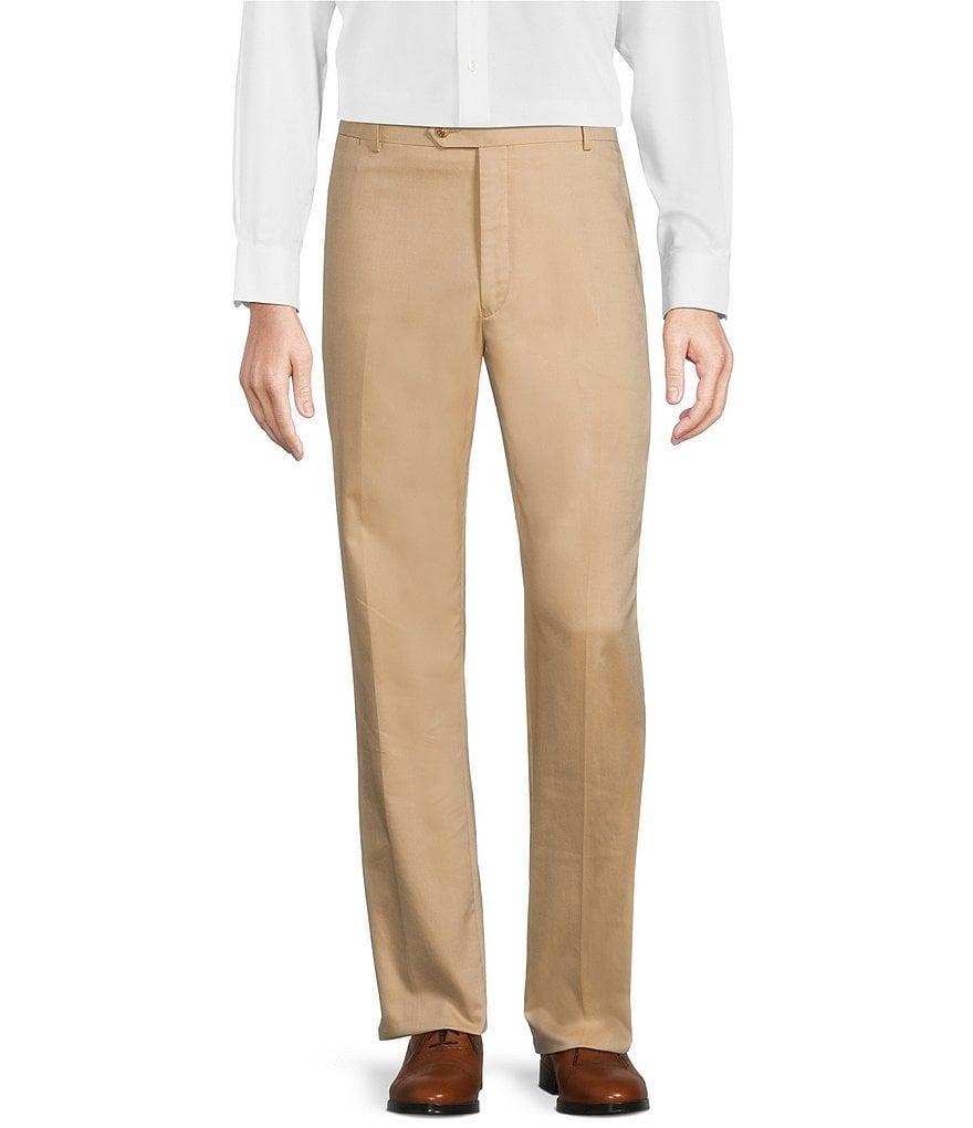 Tre Vero Modern Fit Flat Front Cotton Suit Pants Product Image