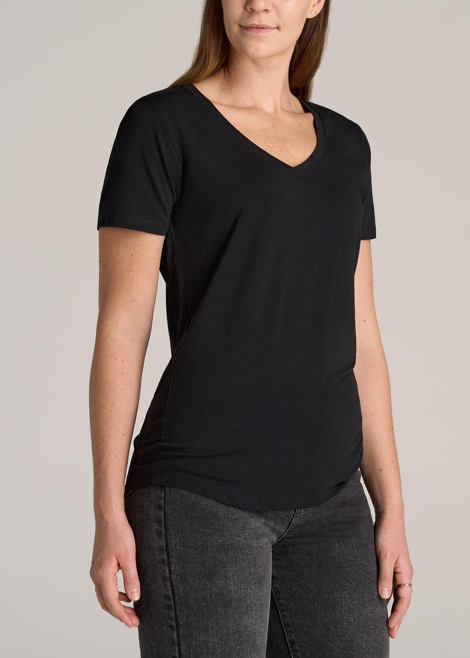 Women's Tall Scoop V-Neck Tee in Black Female Product Image