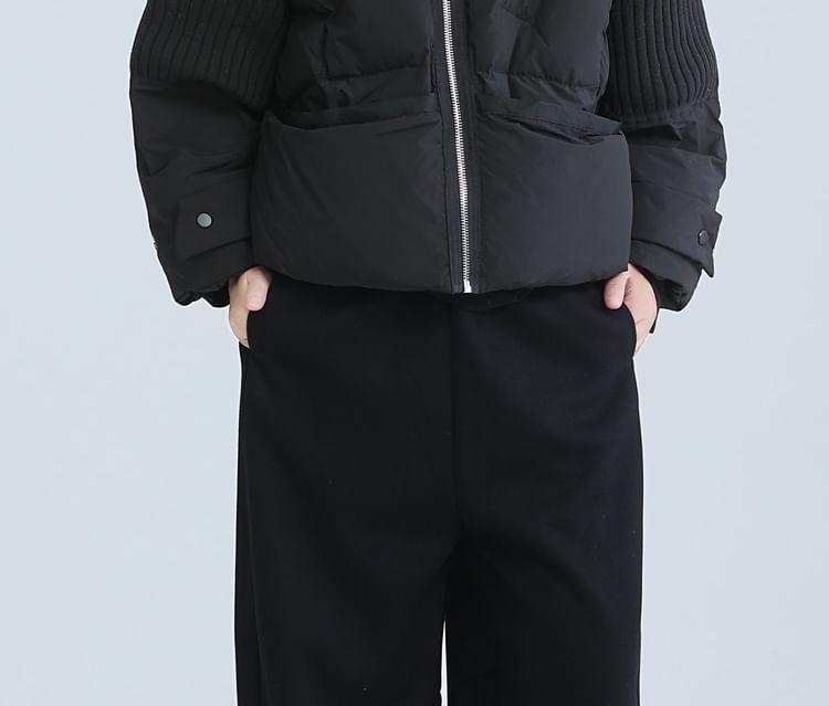 Plain Pocket Detail Zip Puffer Jacket Product Image