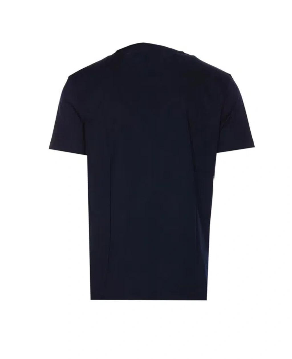 Medusa-embroidered Cotton T-shirt In Blue Product Image