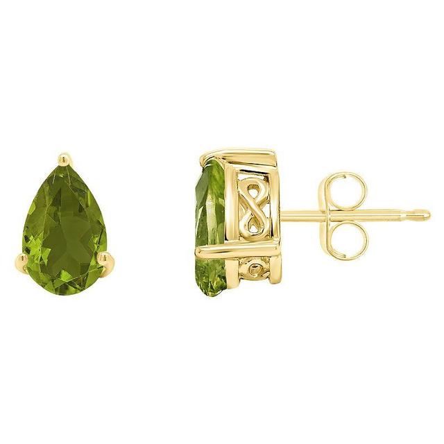 Alyson Layne 14k Gold Pear Cut Peridot Stud Earrings, Womens Product Image