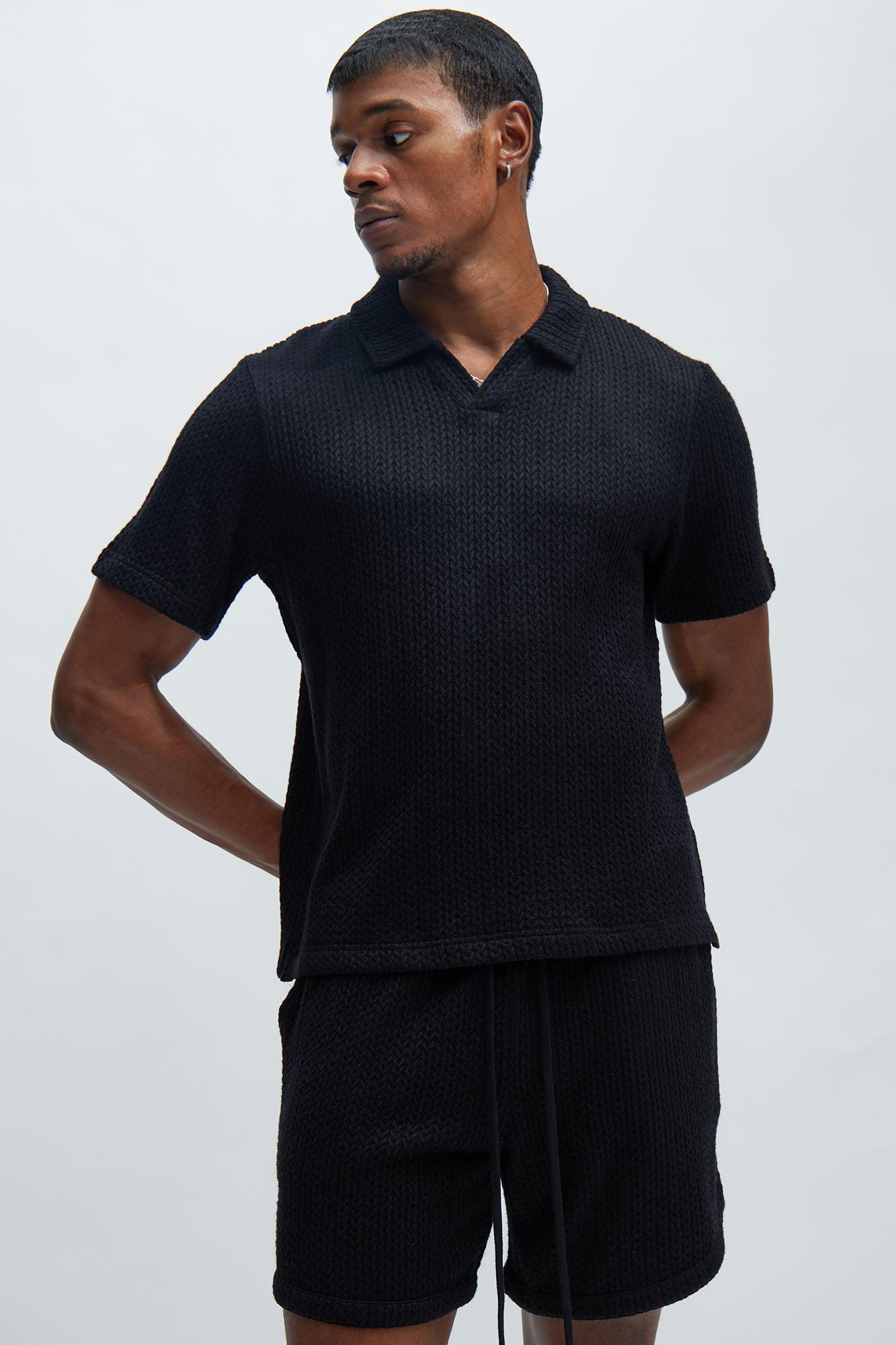 Catanina Textured Polo - Black Product Image