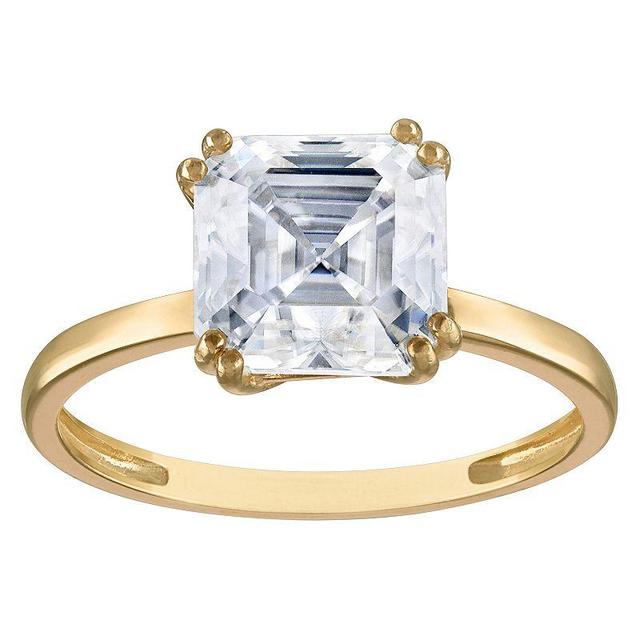 White Lotus 10k Gold 2 3/8 Carat T.W. Lab-Created Moissanite Asscher Cut Engagement Ring, Womens Product Image