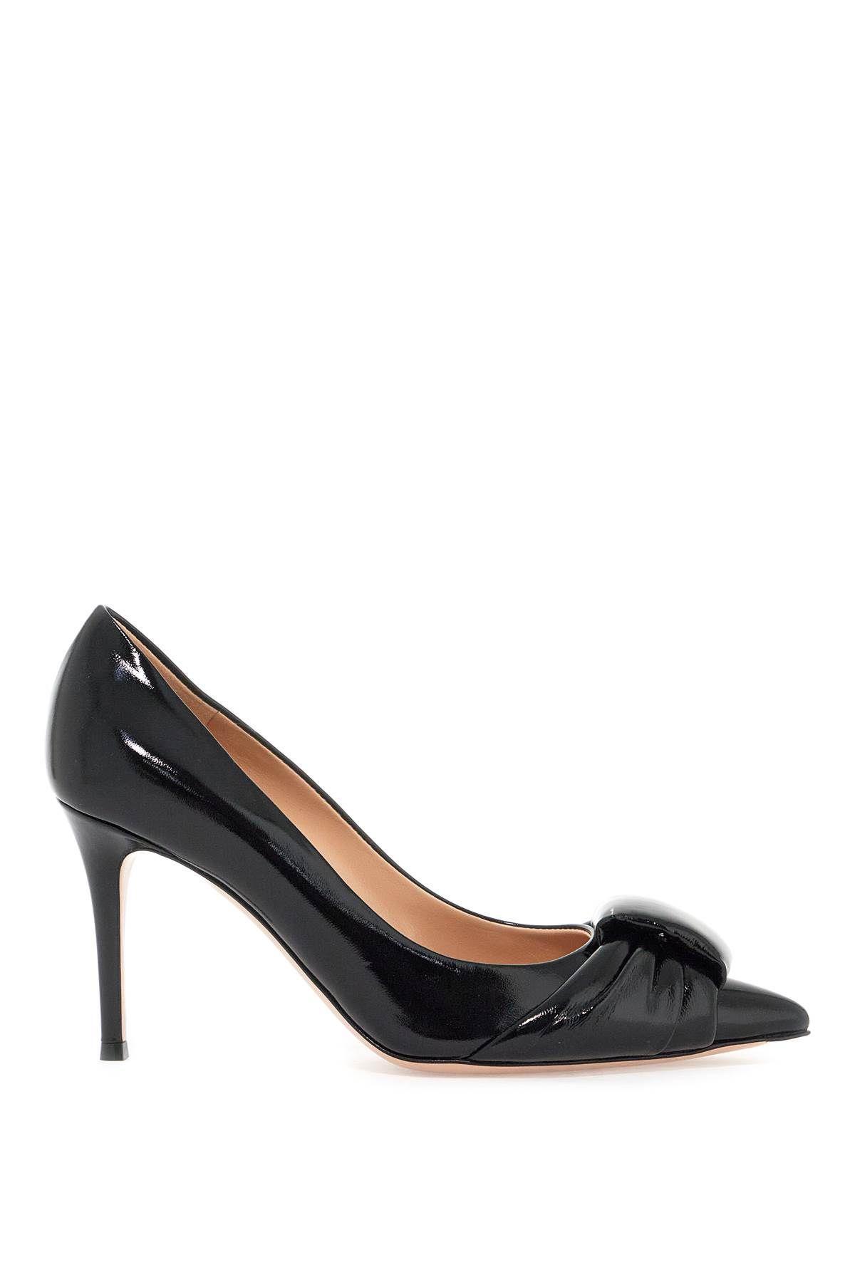 Padded Patent Knot Stiletto Pumps In Black Product Image