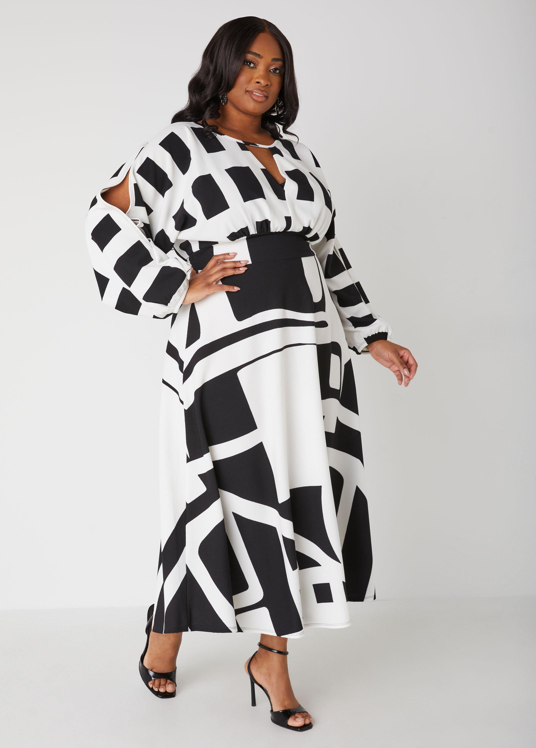 Split Sleeved Geo Print Maxi Dress Product Image