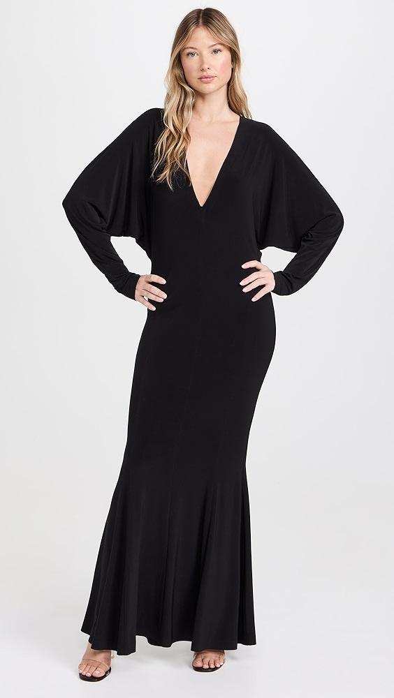 Norma Kamali Dolman V Neck Fishtail Gown | Shopbop Product Image