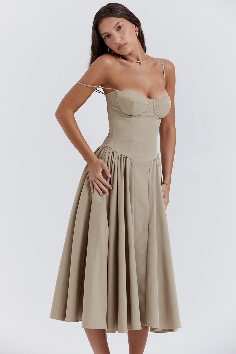 Samaria Taupe Corset Sundress Product Image