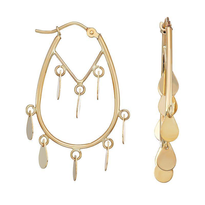 Forever 14K Gold Teardrop Dangle Hoop Earrings, Womens Product Image