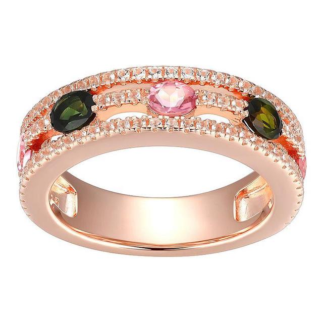 18k Rose Gold Over Sterling Silver Tourmaline With White Topaz Ring, Womens Pink Tone Product Image