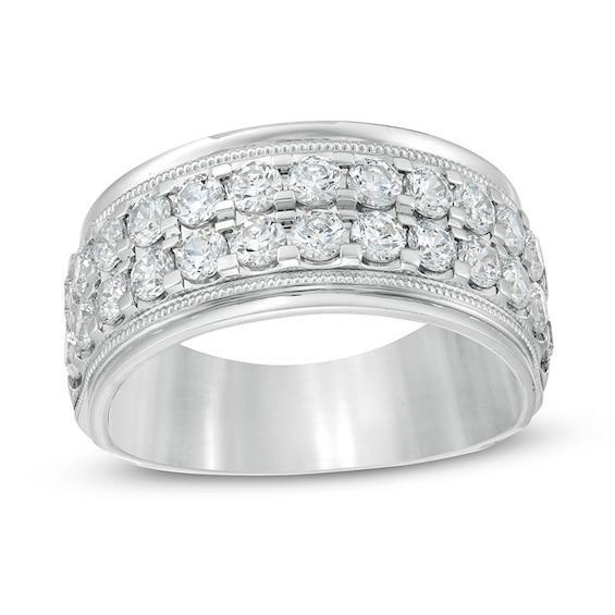 Men's 2 CT. T.w. Diamond Raised Double Row Anniversary Band in 10K White Gold Product Image