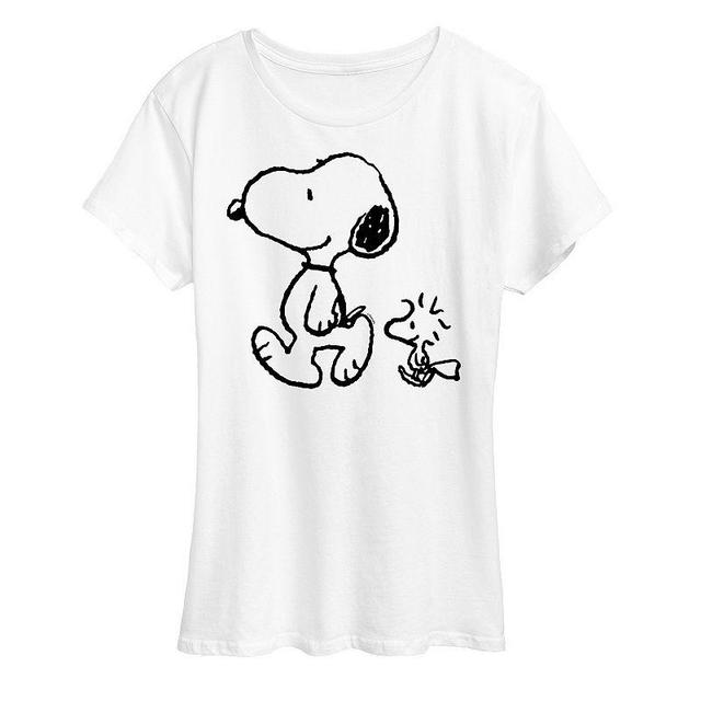 Womens Peanuts Snoopy & Woodstock Walk Graphic Tee, Girls Green Product Image