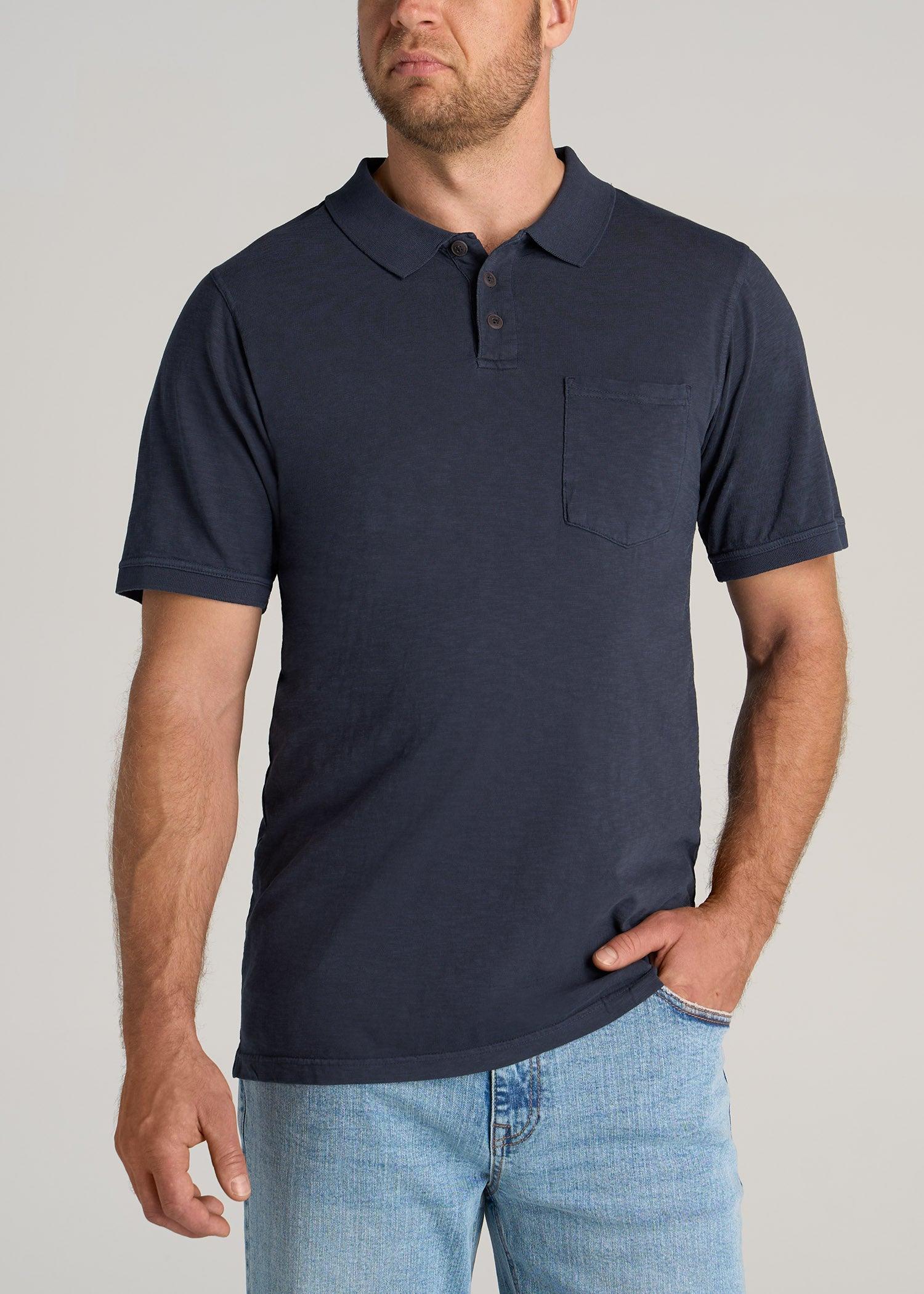 LJ&S Slub Pocket Polo Shirt for Tall Men in Vintage Midnight Navy Male Product Image